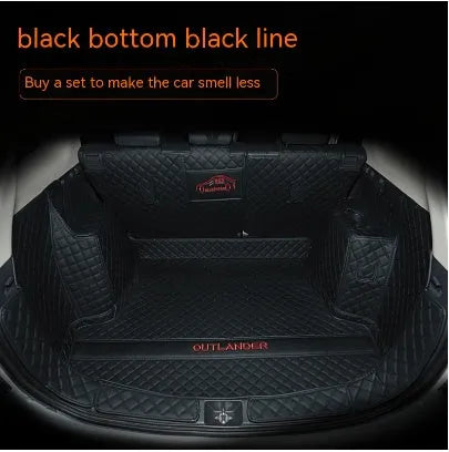 Mitsubishi Outlander custom-fit boot mat with 3D raised edges in a black colour with red trim line.