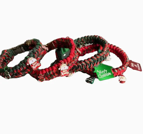 Green P chain dog leash with braided nylon handle and POM release buckle for medium dogs