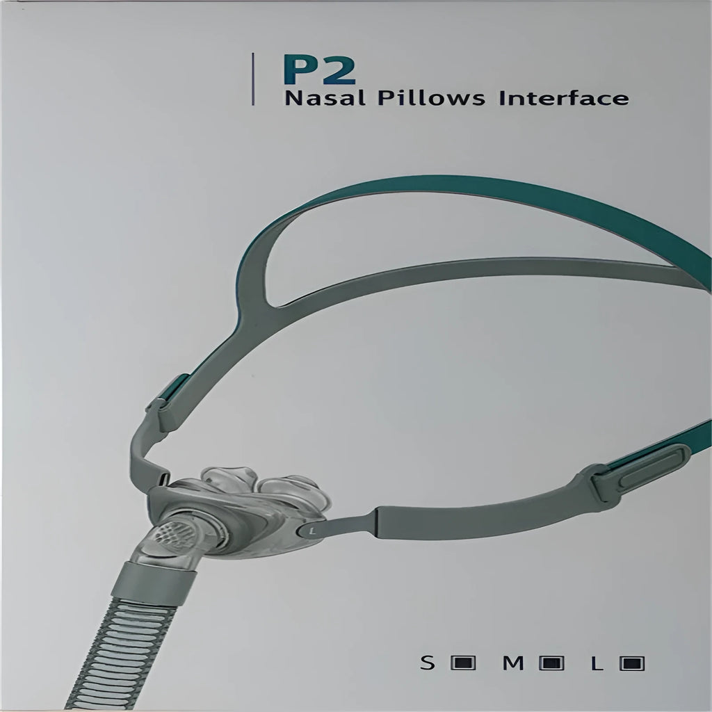 Ventilator nasal pillow mask accessory kit showing plastic nose pad, silicone cushion and thickened headband