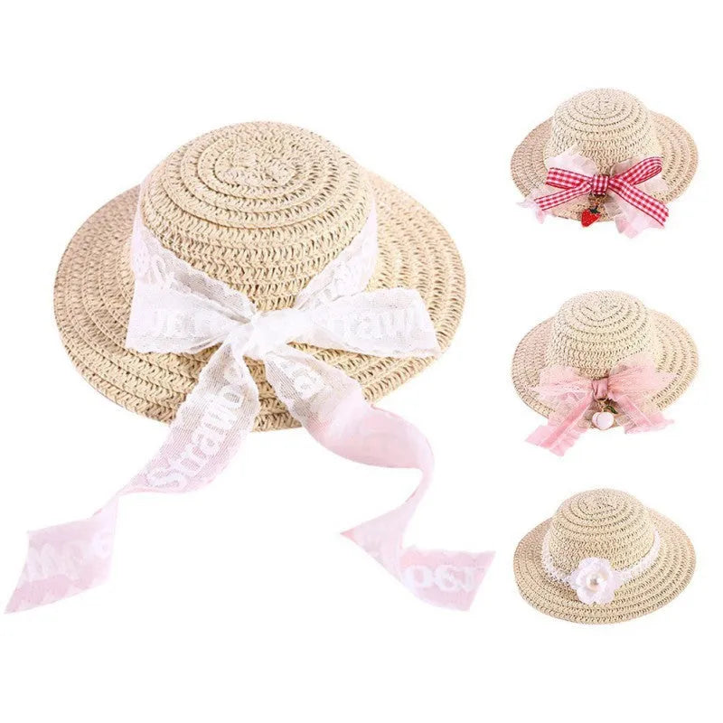 Handmade adjustable bowknot pet hat for dogs and cats in cartoon style with paper material