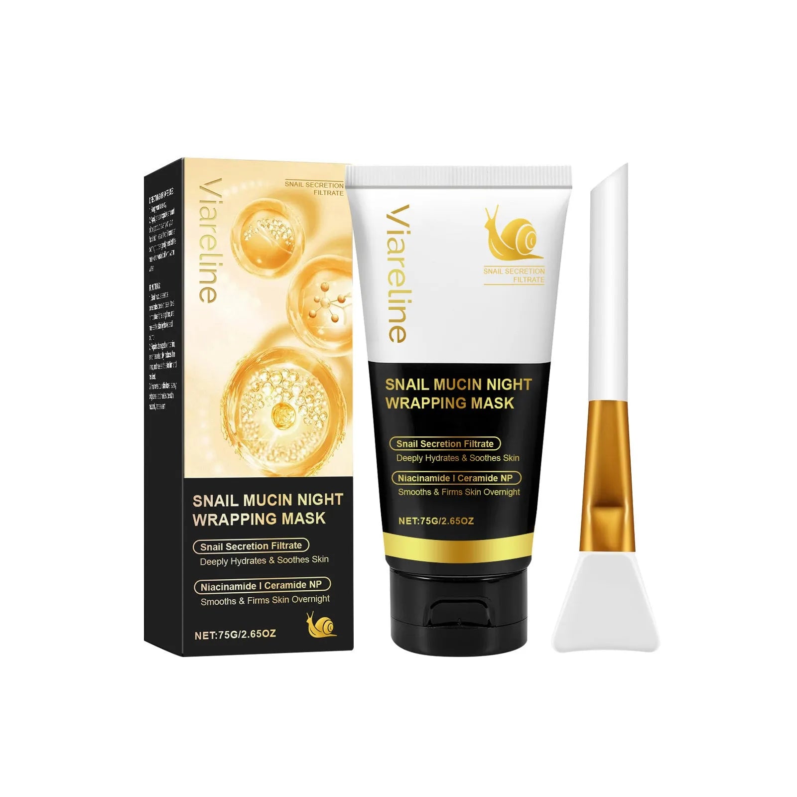 Turmeric Sleep Mask jar with application brush, 4.6x4.6x14.2cm set for overnight hydrating exfoliating treatment