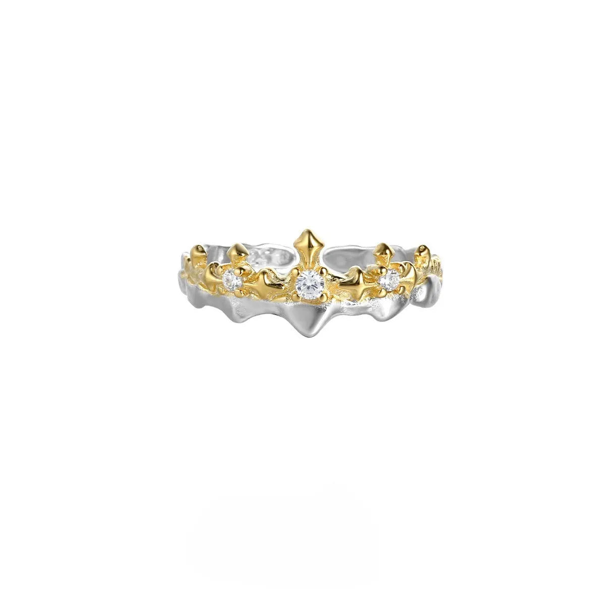 Adjustable opening silver couple ring with electroplated white gold or black gold finish, showing original design