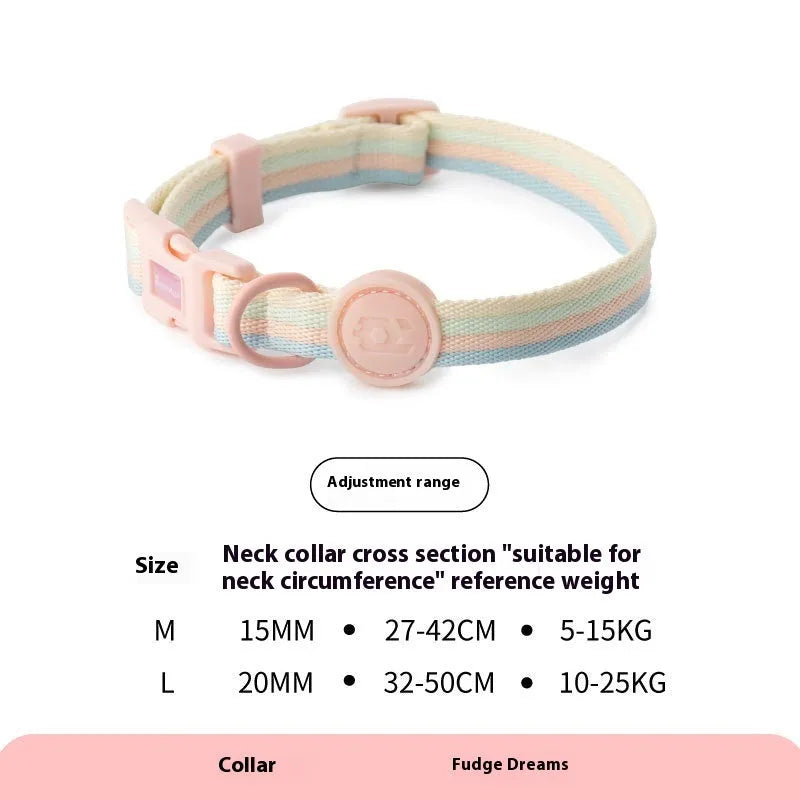 Retro record style dog vest set with collar and hand holding rope in various colours for small medium dogs.
