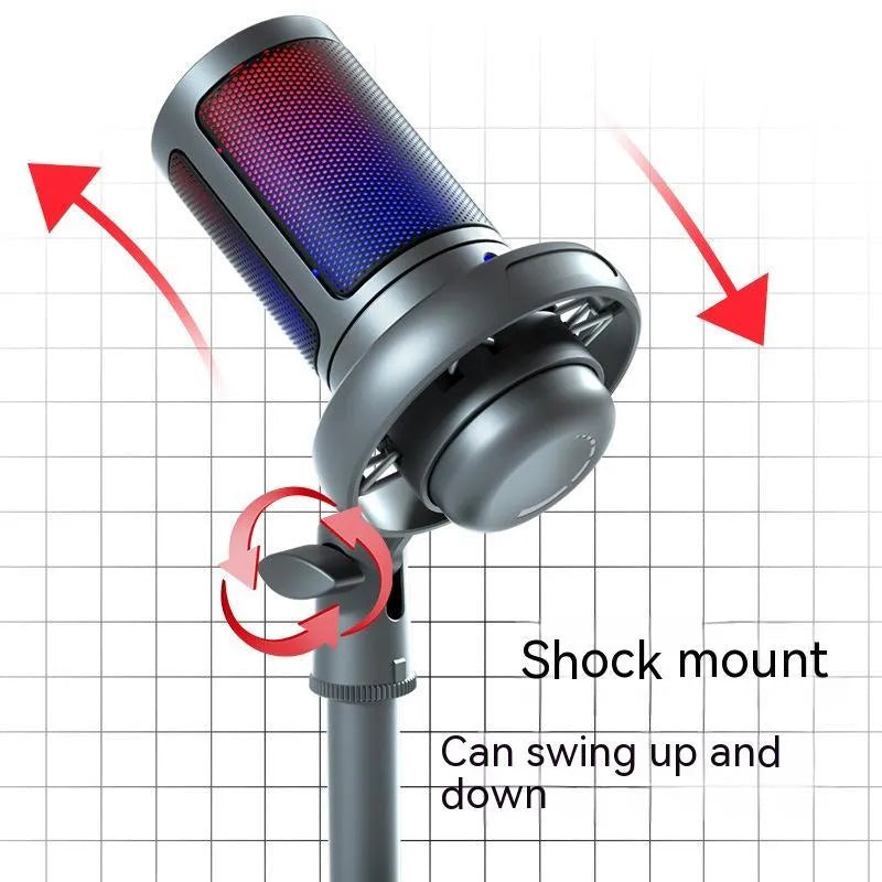 USB condenser microphone with 150cm cable in black, white, or pink colour for computer recording