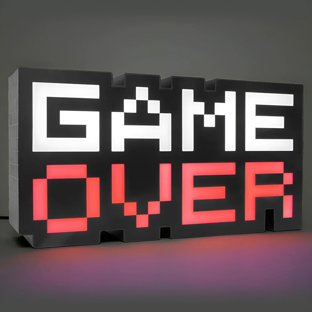 Game Over game atmosphere light with LED, PVC shade, 110V button switch, USB style and Photo Colour option