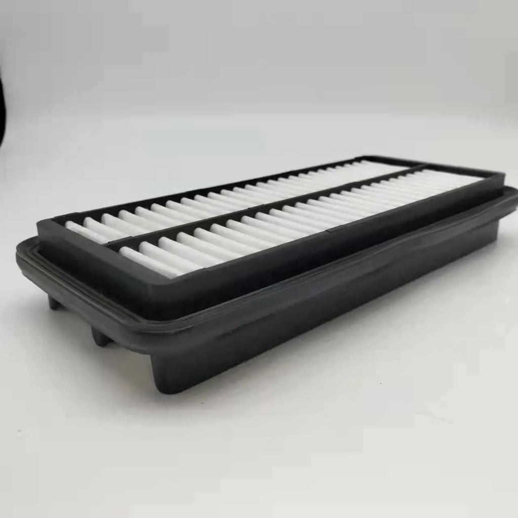 Black car air filter with dimensions 256mm by 113mm by 40mm for Modern vehicles