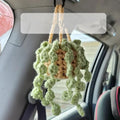 Green and white fishing style car plant decoration with 8cm basin base and 25cm hanging rope