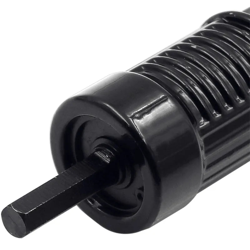Black electric drill rivet gun with 173mm alloy steel head and adapter for fast transformation