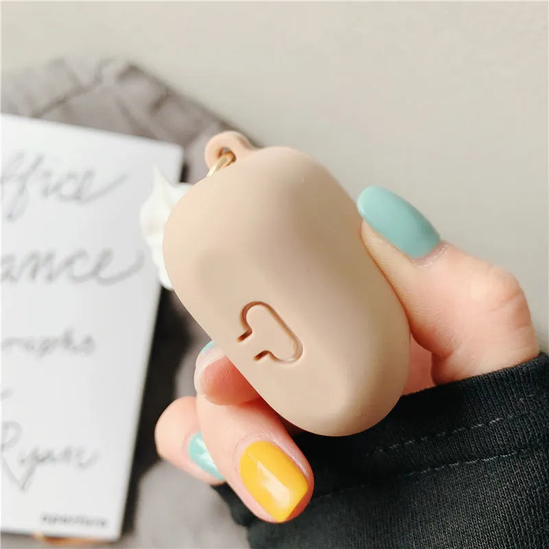 Cylinder Ice Cream silicone protective case for Apple AirPods 2 with visible charging port cutout
