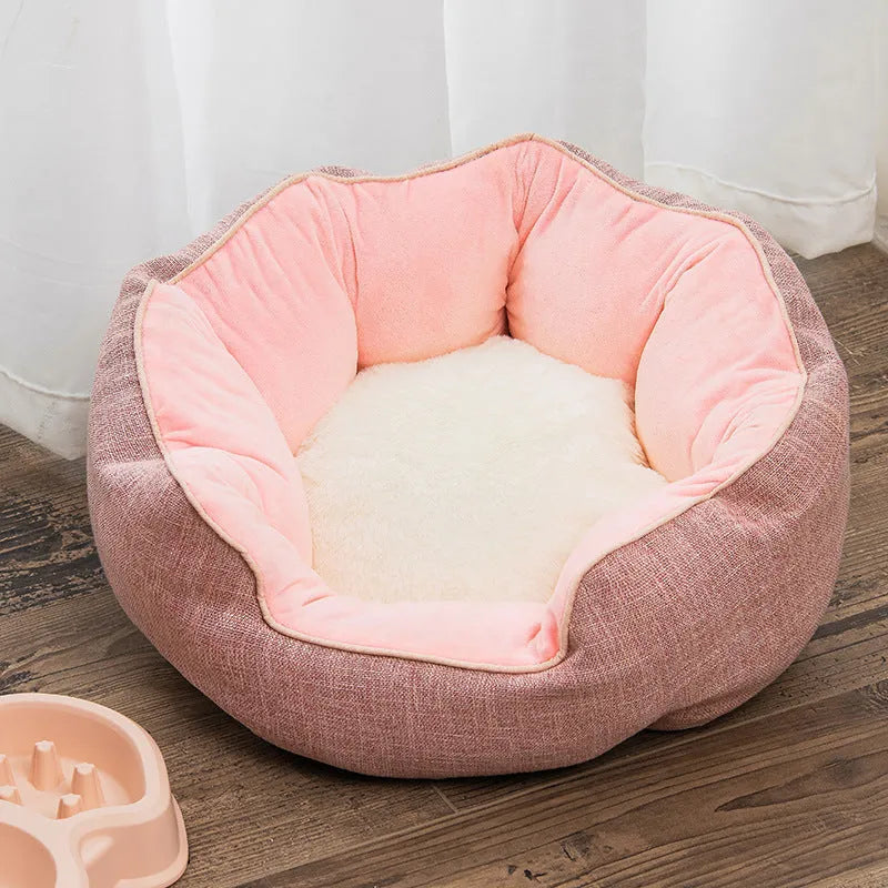Octagonal pet bed with removable mats in grey colour for cats and small dogs