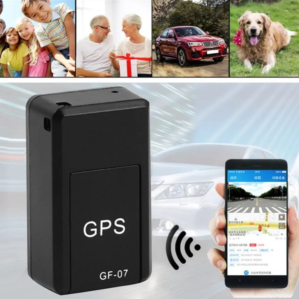 Black magnetic mini GPS tracker with dimensions 35x20x14mm for vehicle tracking and voice recording