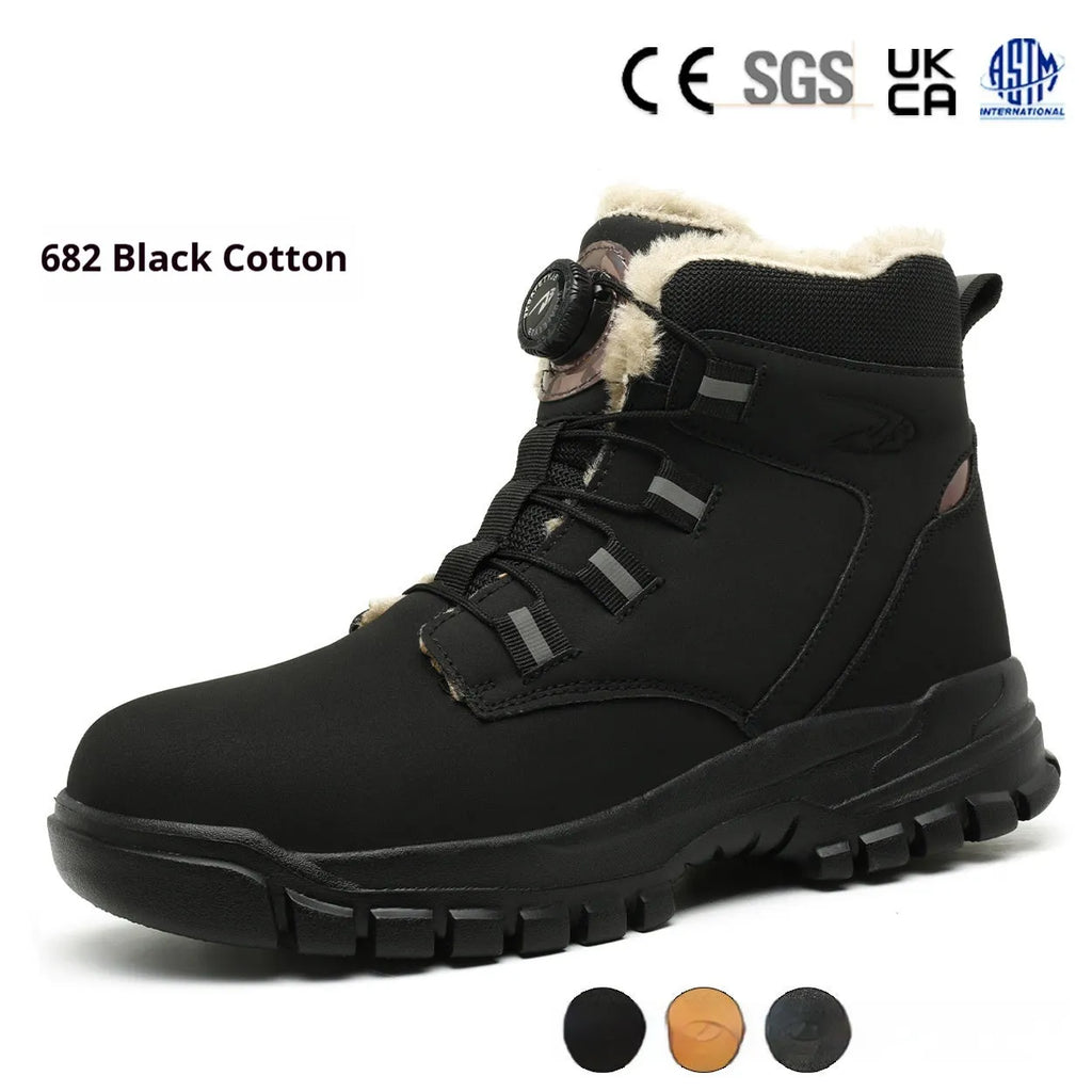 Leather and rubber labour protection shoes with anti-smashing design in JK682 colour options