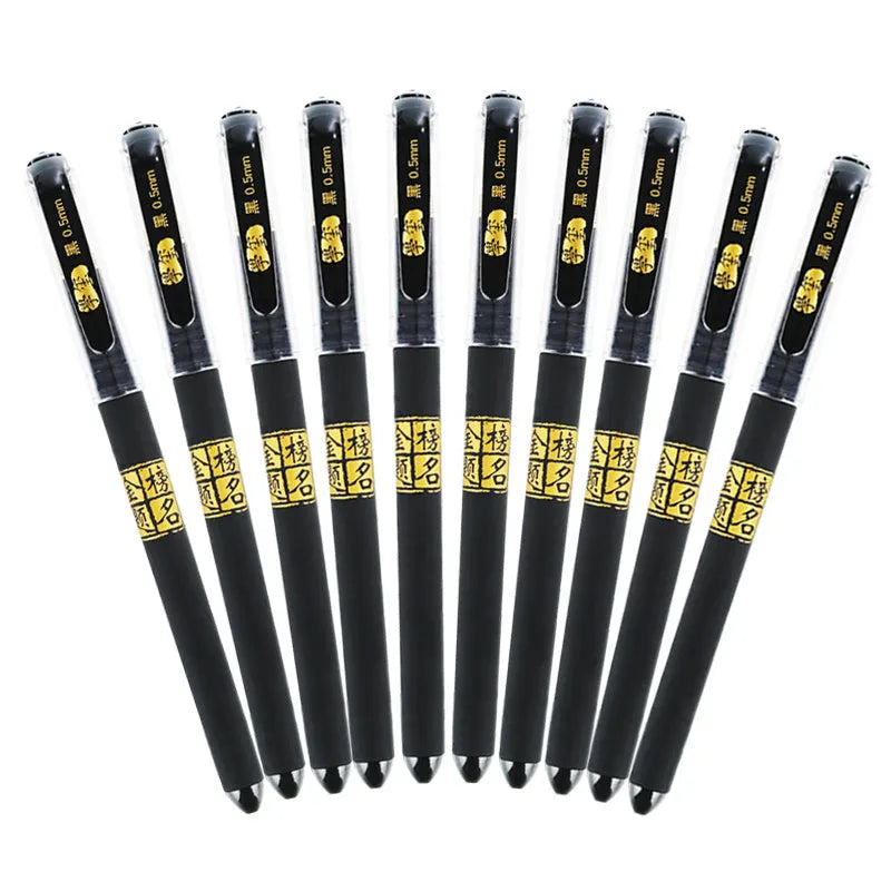 8 carbon black gel pens with quick-drying ink and anti-fatigue design in plastic construction