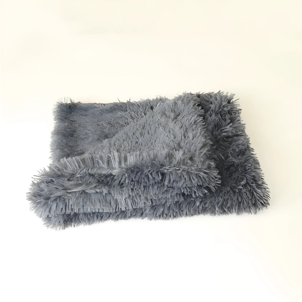 Double plush cat blanket cushion in apricot, grey, khaki, pink, or red, sizes S to XL for cats and small pets