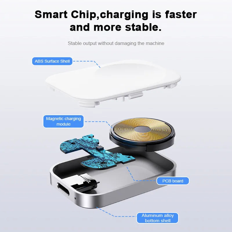 Black or white three-in-one magnetic wireless charging stand for iPhone and Android devices