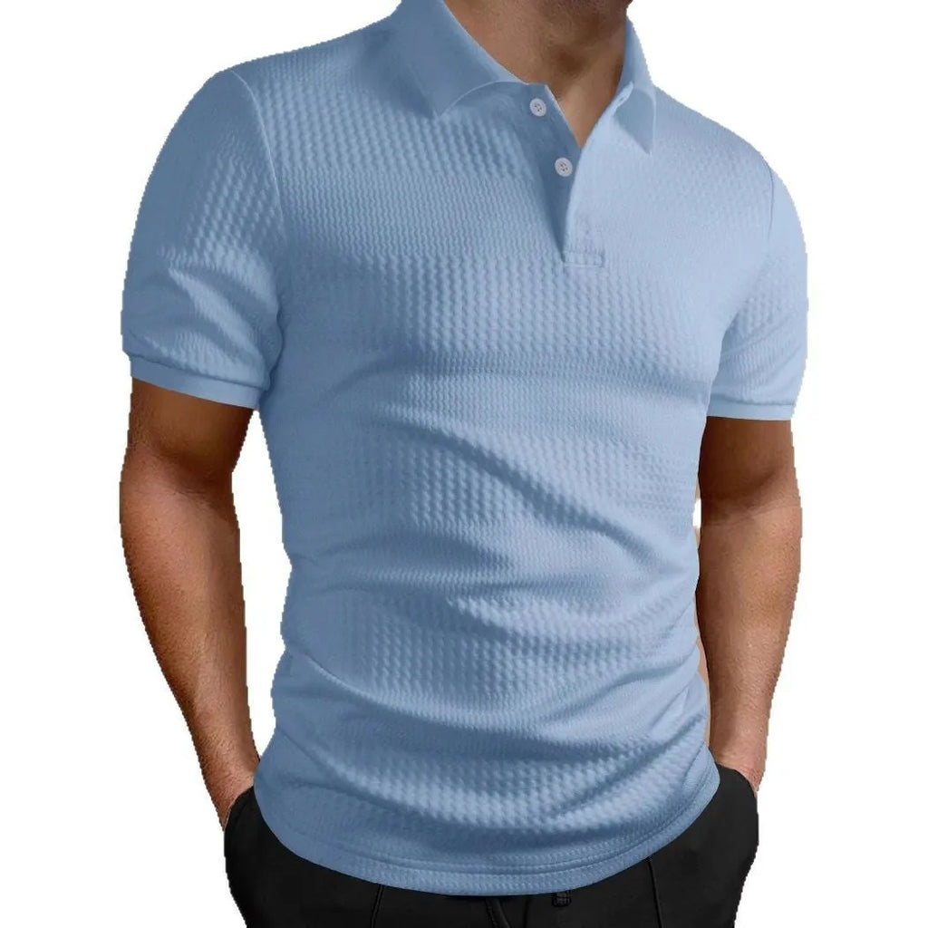 Men's striped polo shirt with short sleeves in loose fit design