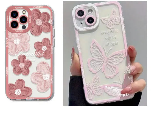Transparent silicone phone case with oil painting flowers design and all-inclusive fall protection for Apple iPhone models