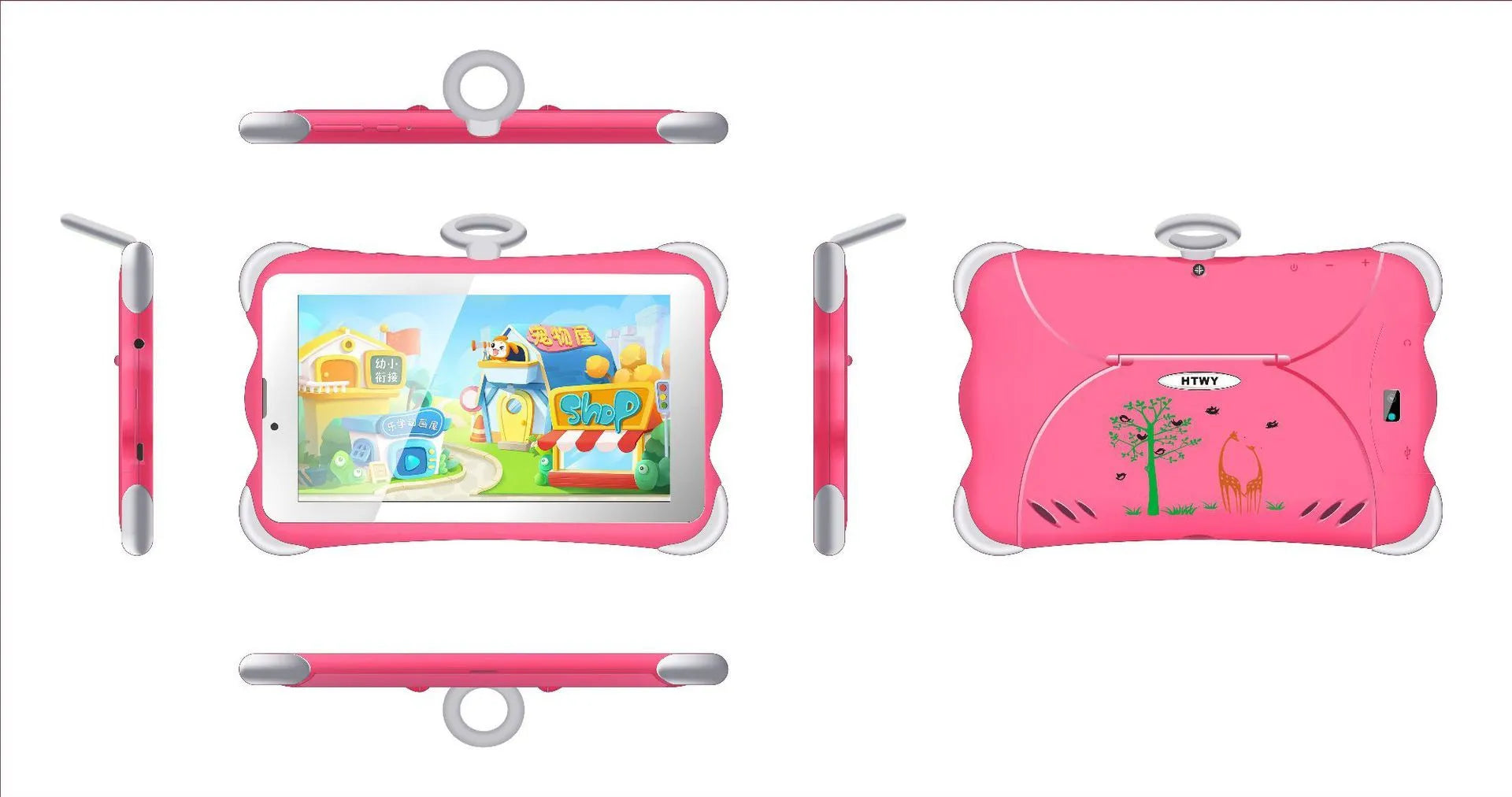 7-inch children's learning tablet in cartoon colours with stand and 3G call function