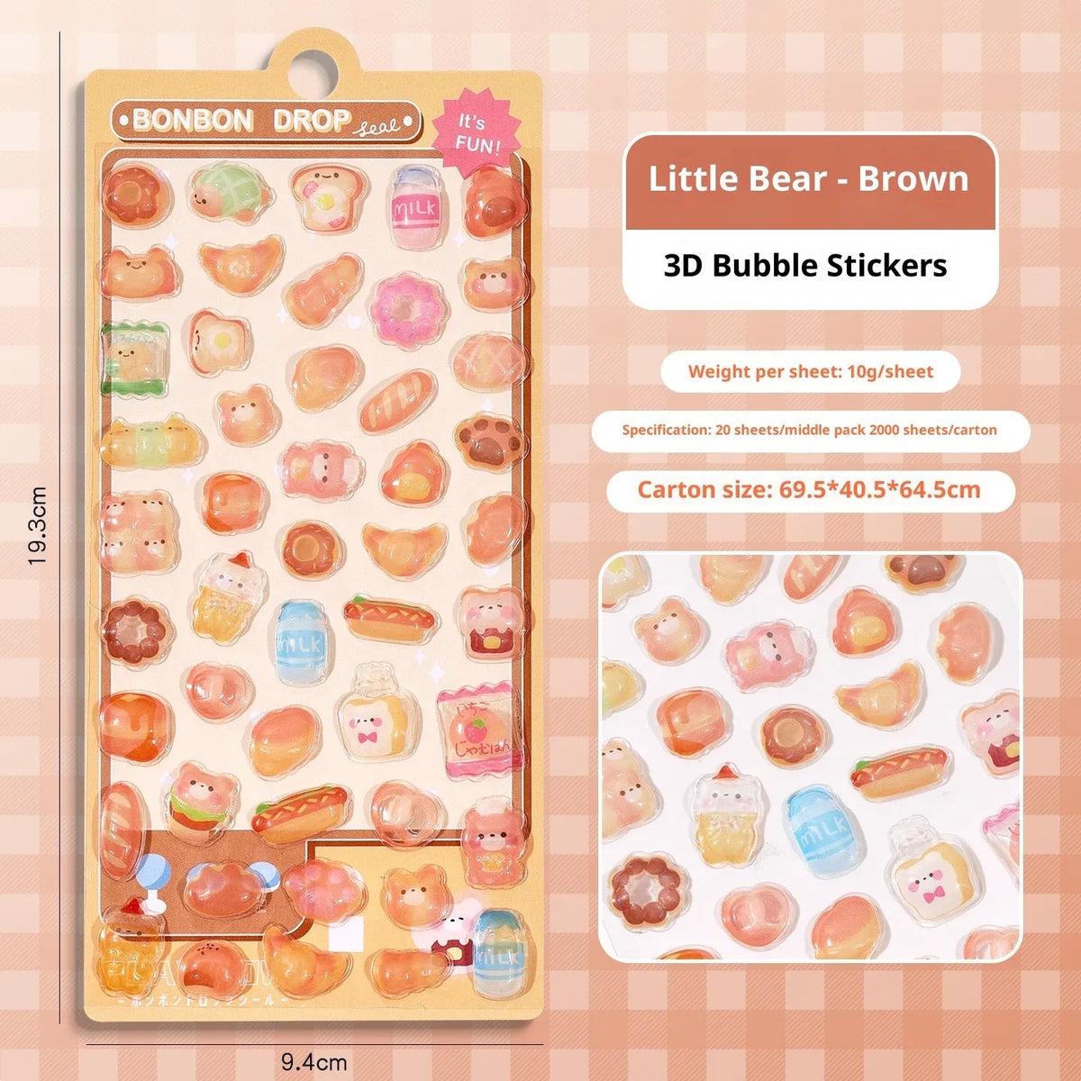 Cartoon children journal decorative stickers in PET with bear, cat, panda, rabbit, ghost, dinosaur, chick, penguin and puppy designs