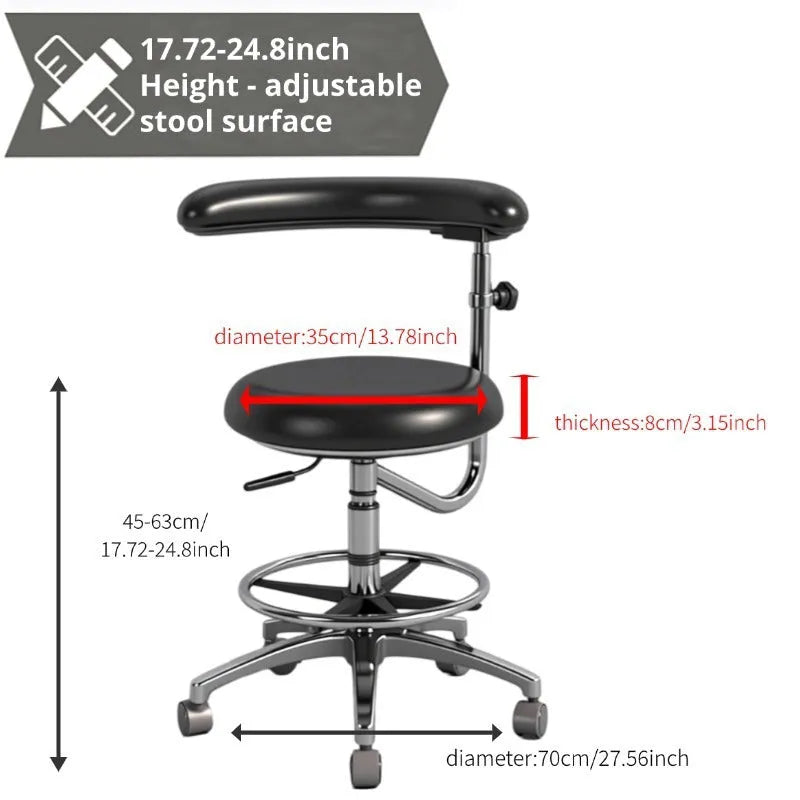 Black leather dental chair with adjustable height for clinical use