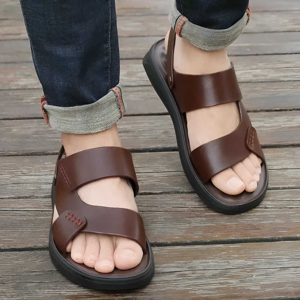 Men's waterproof plastic casual sandals in brown and black colour options for beach and pool use
