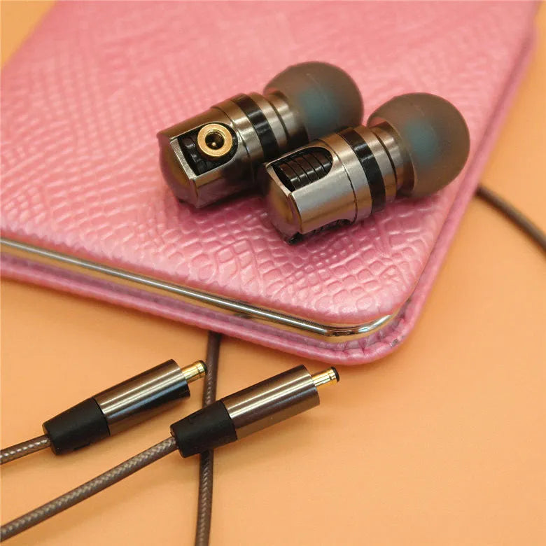 Titanium grey metal in-ear headphones with detachable cable and 8mm drivers