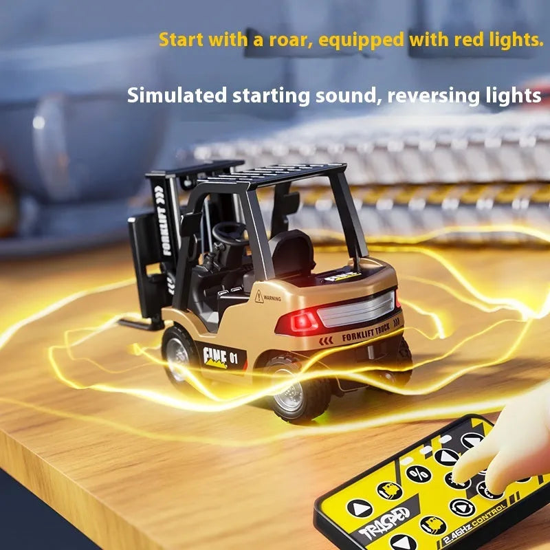 1:64 scale alloy forklift with Bluetooth connectivity, four accessories, three obstacles, remote controller