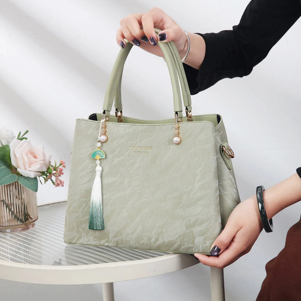 Women's large capacity PU shoulder bag in urban simplicity style with horizontal square shape