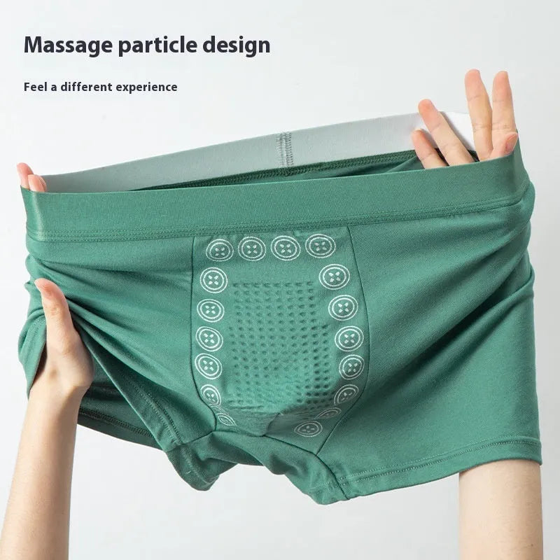 Men's massage particle underwear in solid colours with mid waist design and breathable milk silk fabric