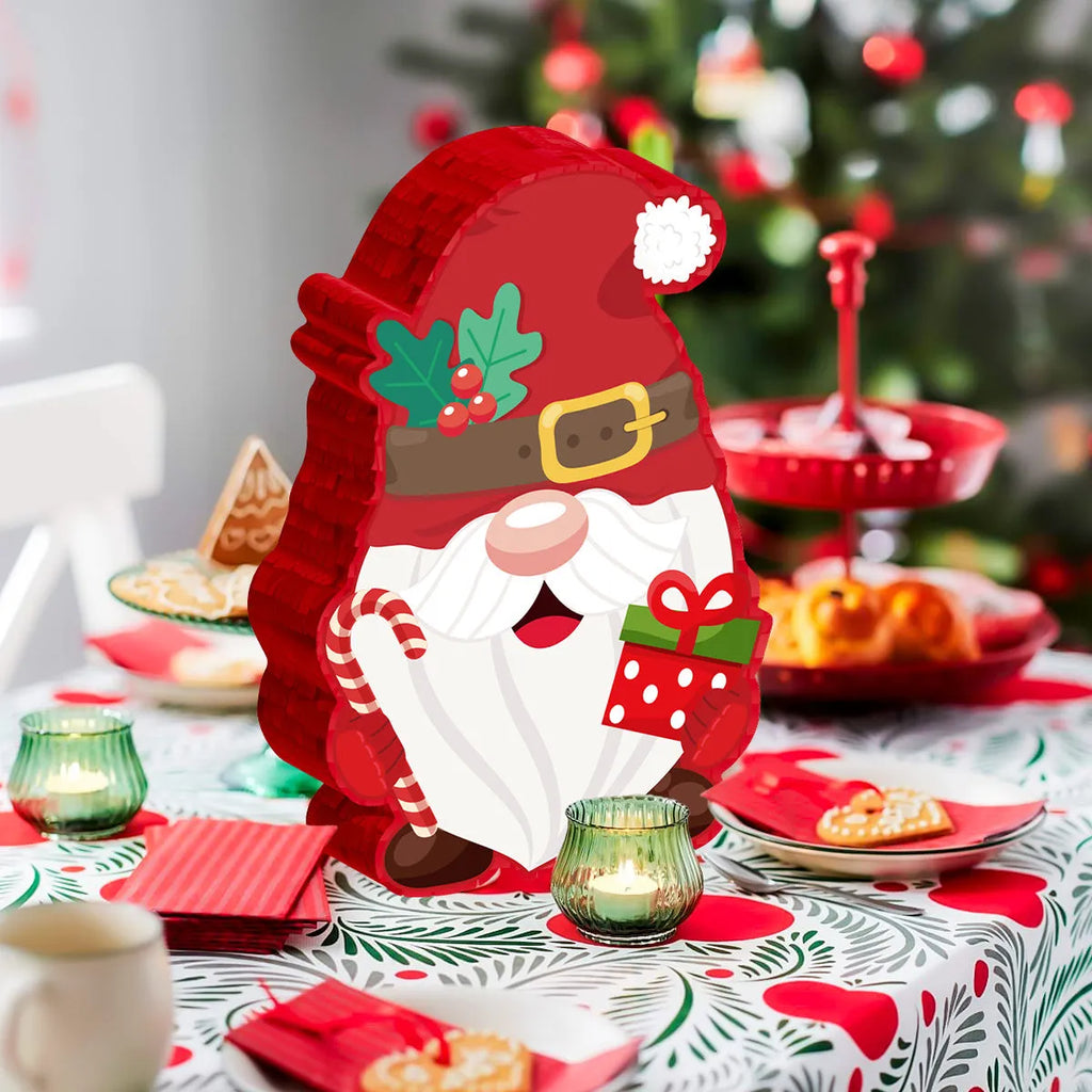 Christmas dwarf pinata decoration with strike stick and eye mask for party games