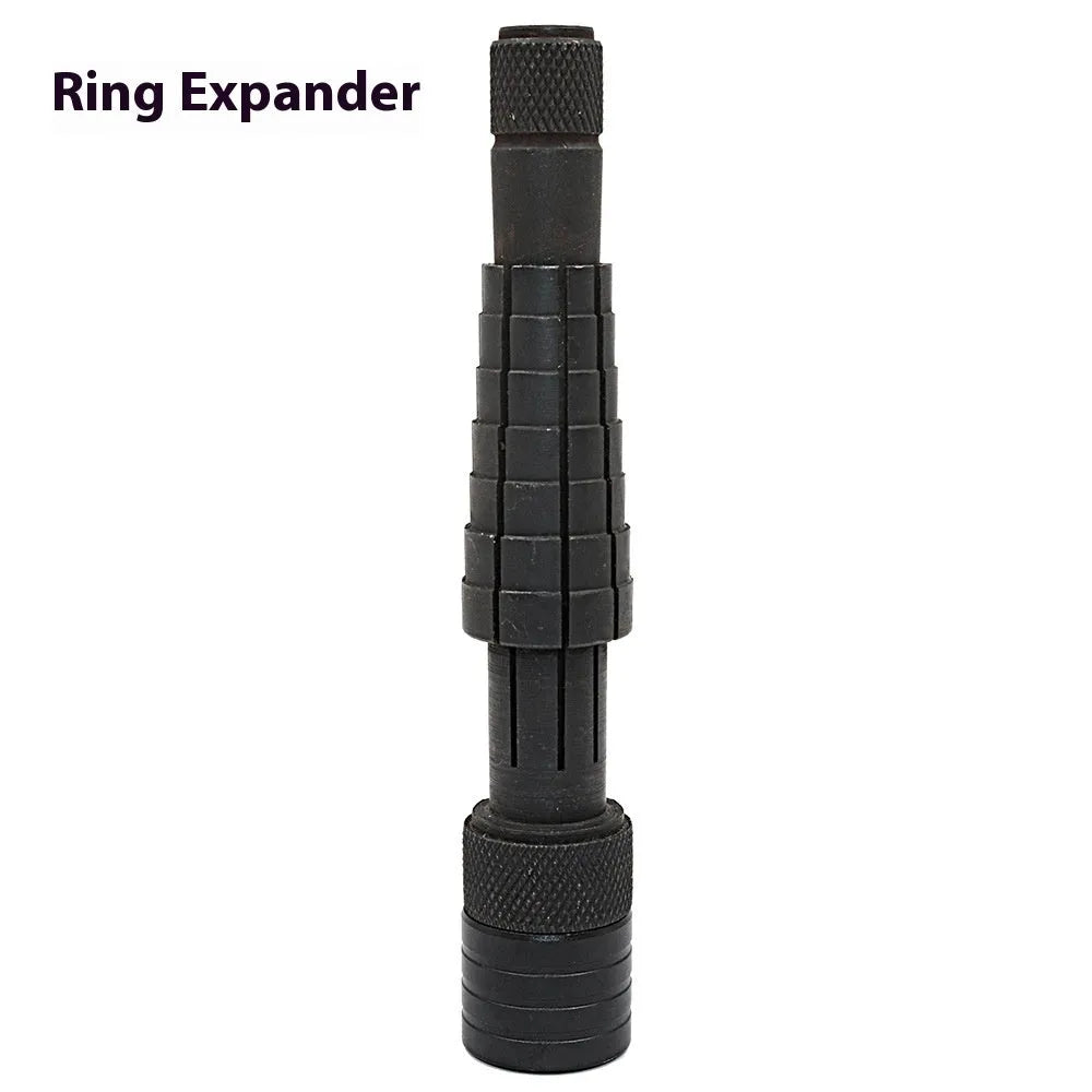 Professional plastic ring expansion tool for jewellery size adjustment with silver or black finish