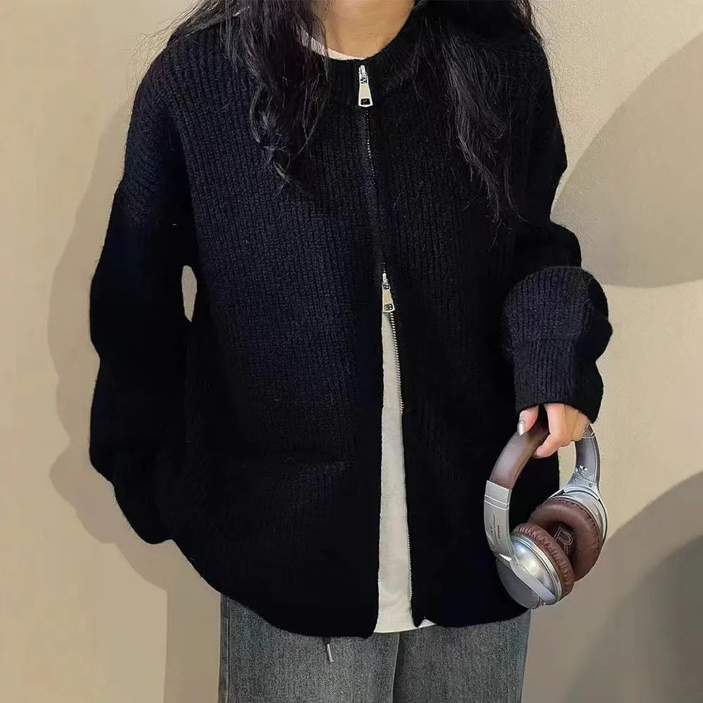 Beige viscose sweater coat cardigan with long sleeves showing soft texture and cardigan style