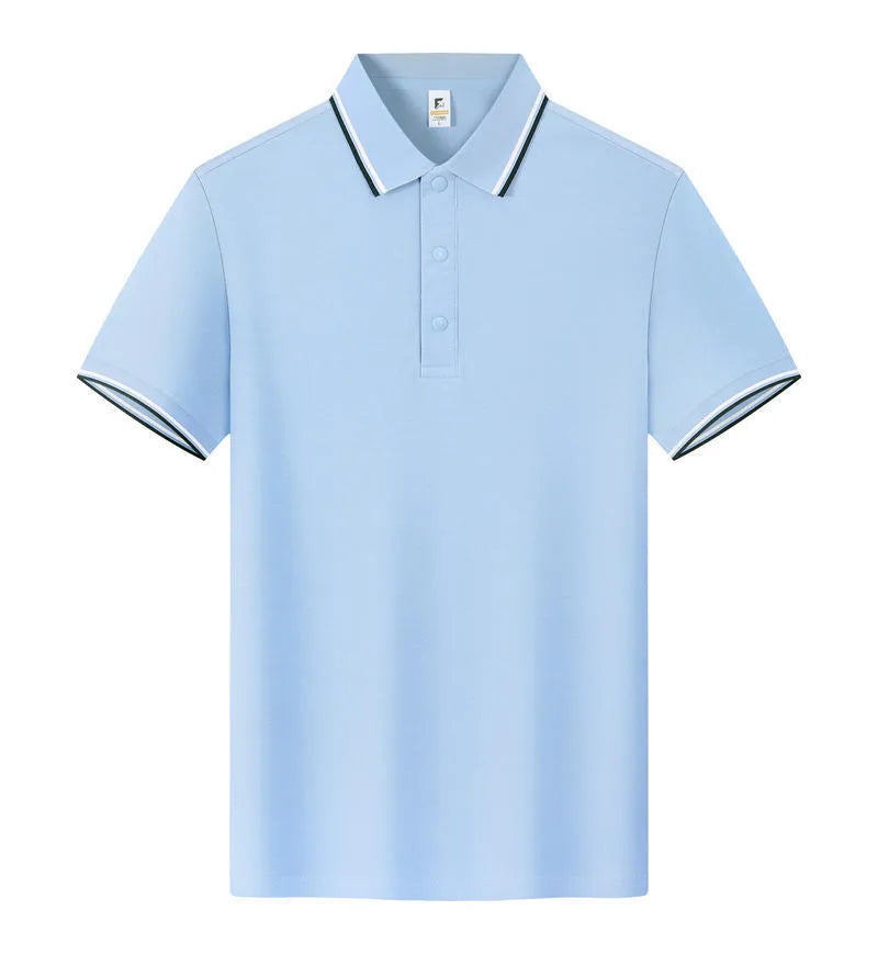 Lapel work short sleeve t-shirt in long-staple cotton available in multiple colours