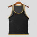 Men's black mesh fitness vest with straight hem design for sports wear
