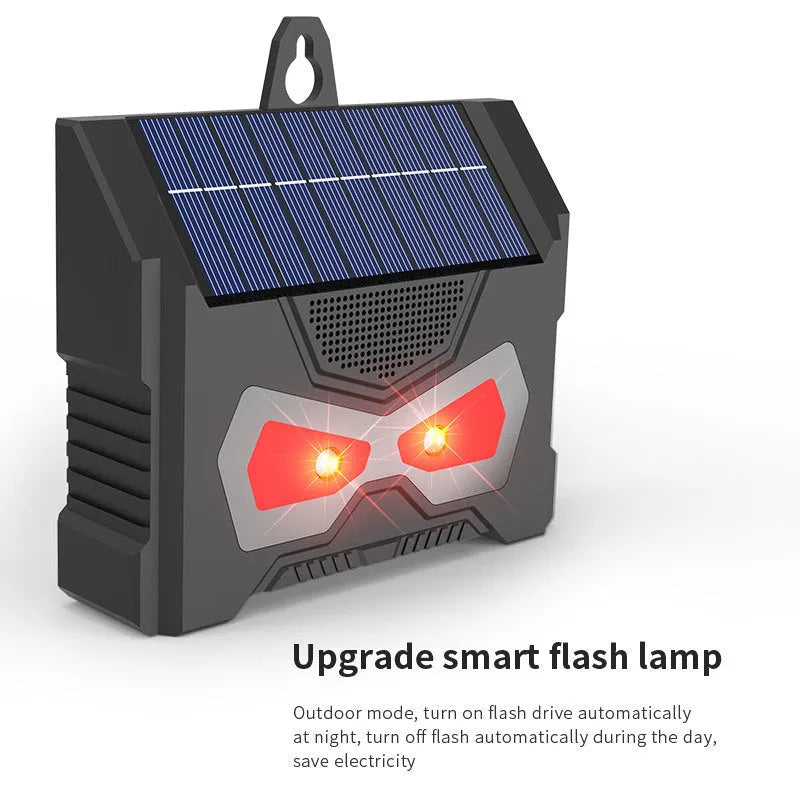 Black animal-shaped solar-powered ultrasonic pest repeller for garden protection