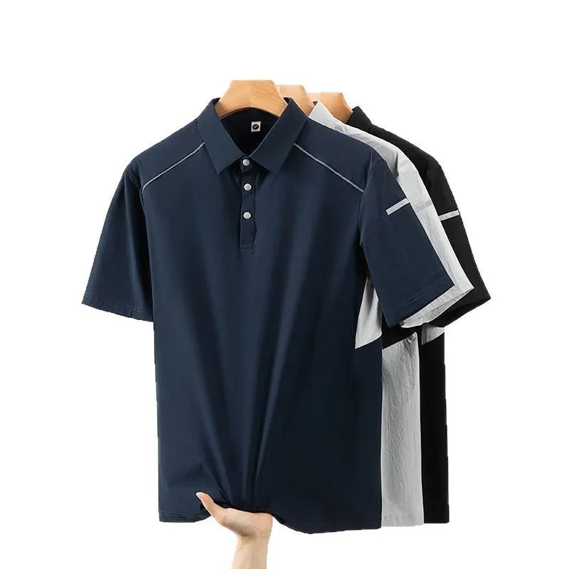 Short-sleeve work shirt in lightweight ice-feel fabric shown in silver-white-grey colour