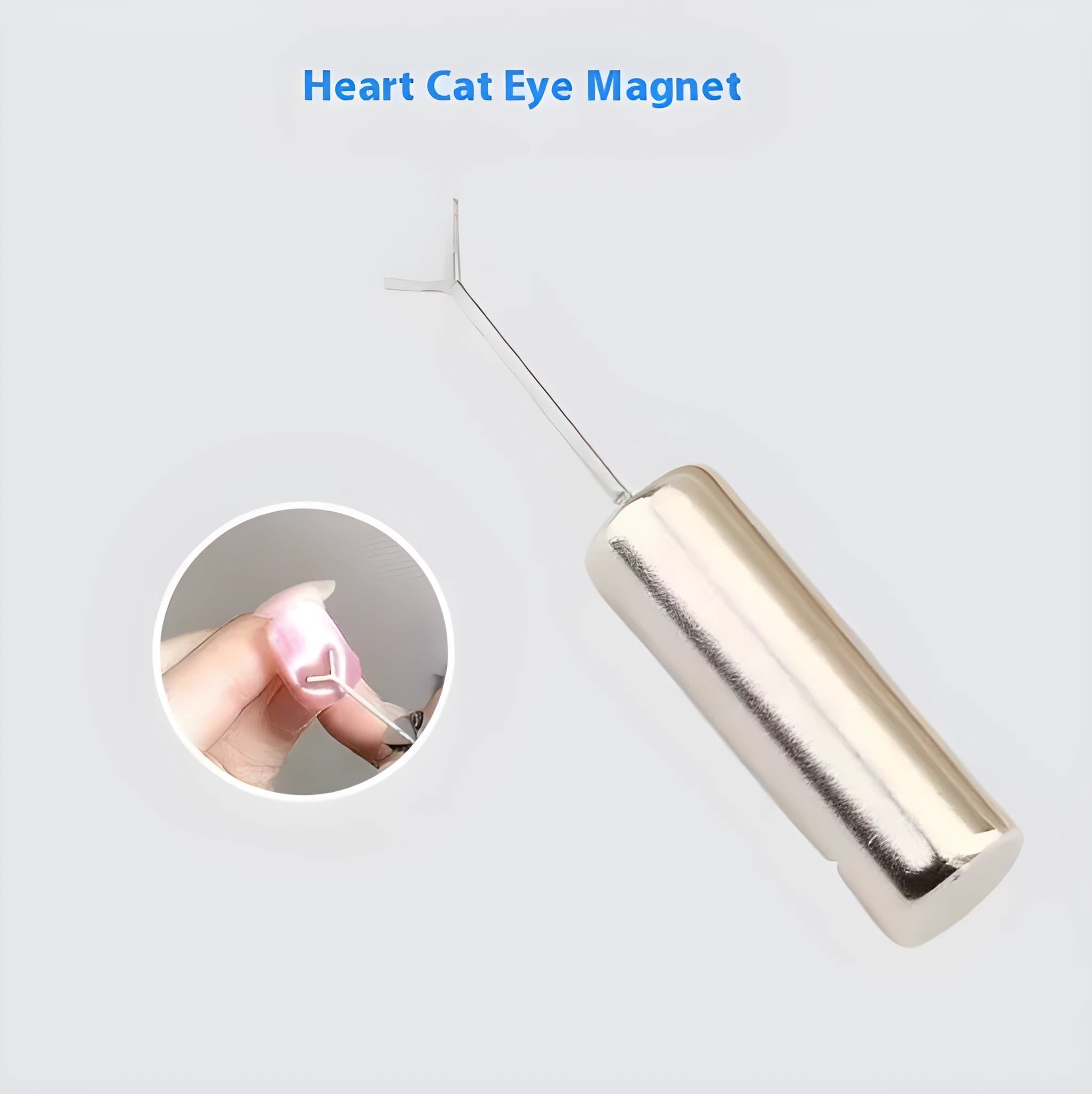 Cylindrical manicure magnet for cat eye gel polish with Y-shaped bracket