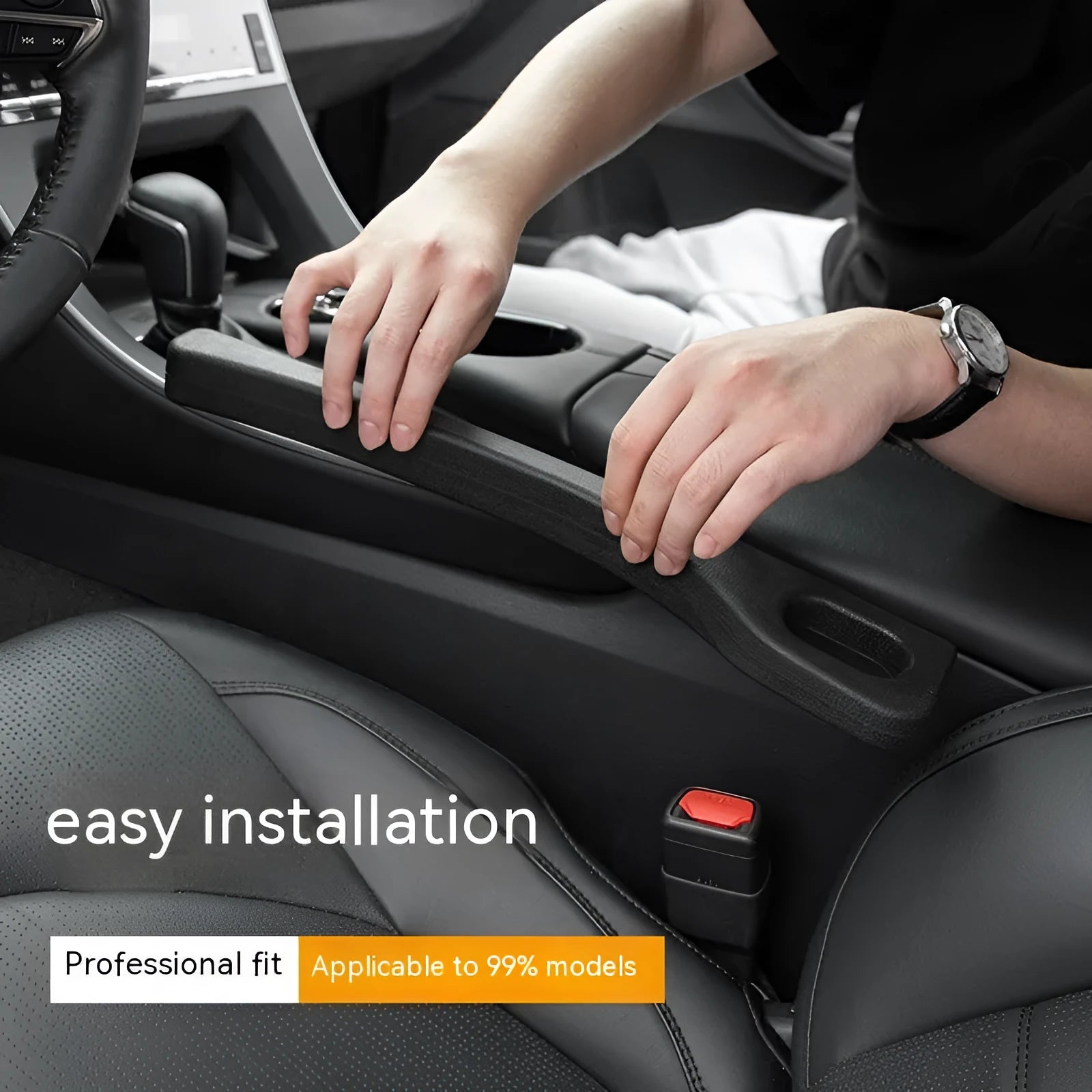 Two waterproof polyresin car seat gap filler strips with handles in beige colour