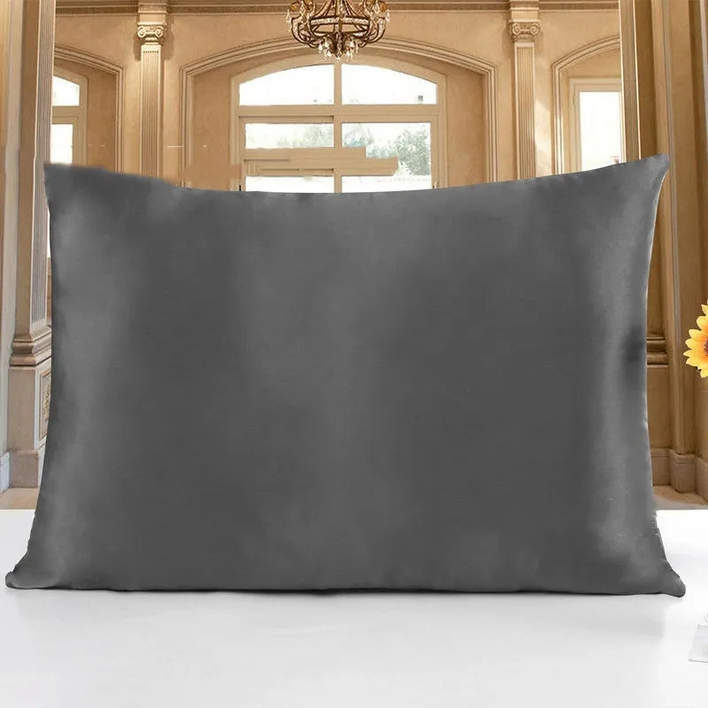 19 M double-sided silk pillowcase in apricot colour, showing smooth texture and size options for UK pillows