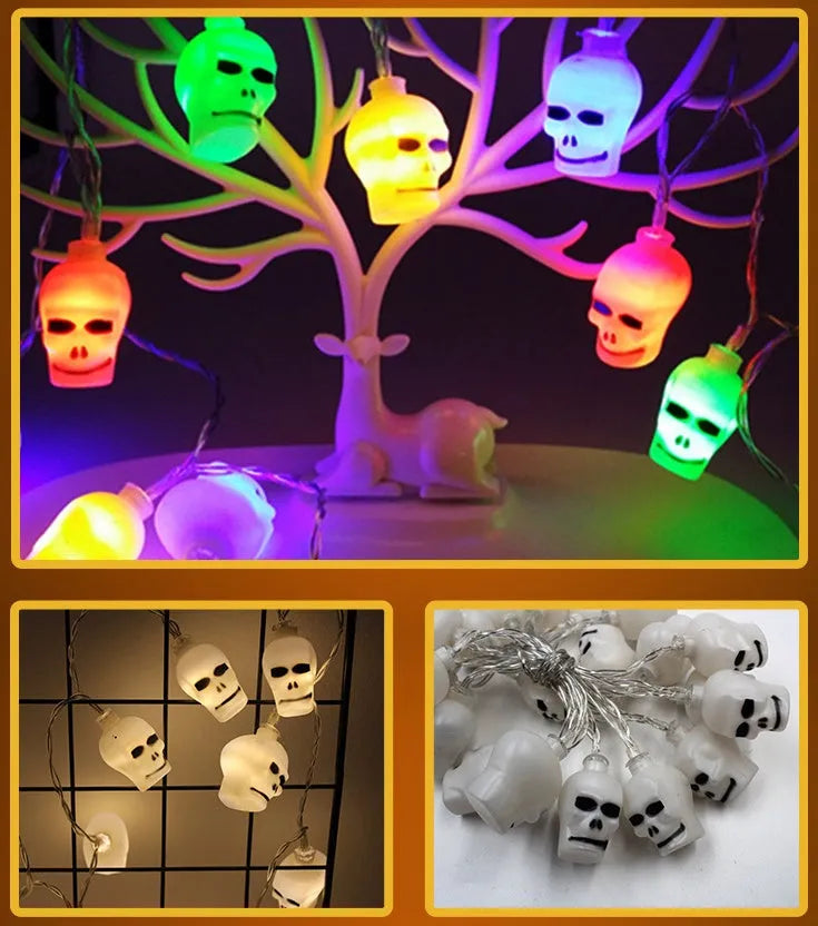 Halloween LED string lights with bat, pumpkin, and ghost pendants, waterproof for outdoor decoration