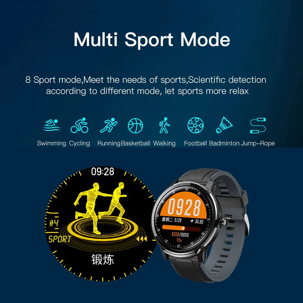 Green waterproof smart watch with heart rate monitor and multi-sport tracking on wrist