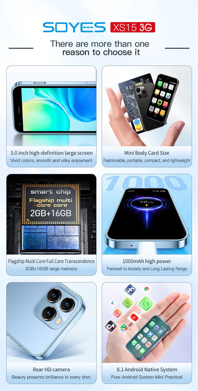 S23PRO & XS15 mini smartphone in black, green, or pink purple with 30cm screen and straight plate design
