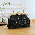 Pearl embroidered fashion handbag with double shoulder straps in horizontal square shape