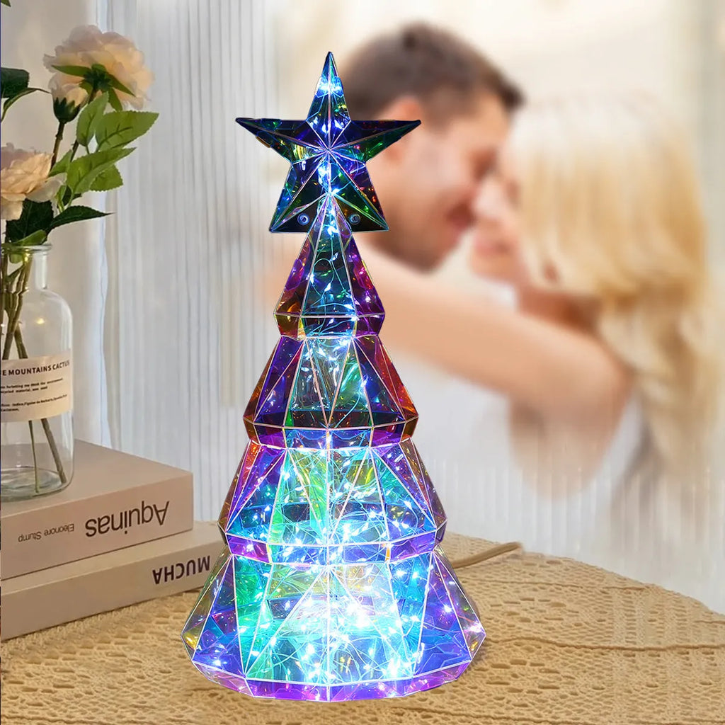 Colourful LED Christmas tree light decoration with cartoon design, measuring 14.5cm by 4.8cm by 20cm