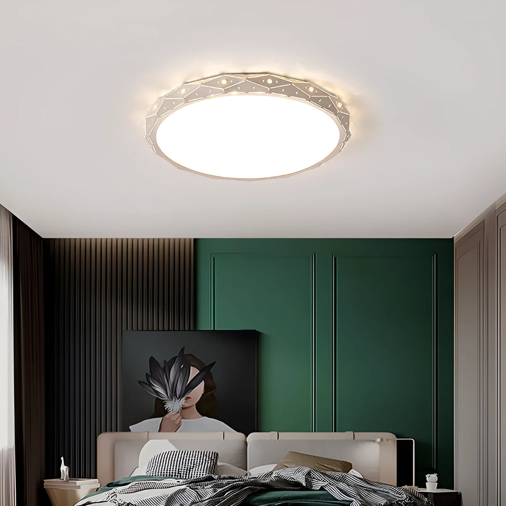 Round black and white LED ceiling light with iron frame in multiple sizes from 30cm to 60cm diameter
