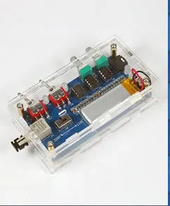 Music Tesla coil driver board chassis with connections for power, audio, and controller, showing dimensions 100x115x205mm.