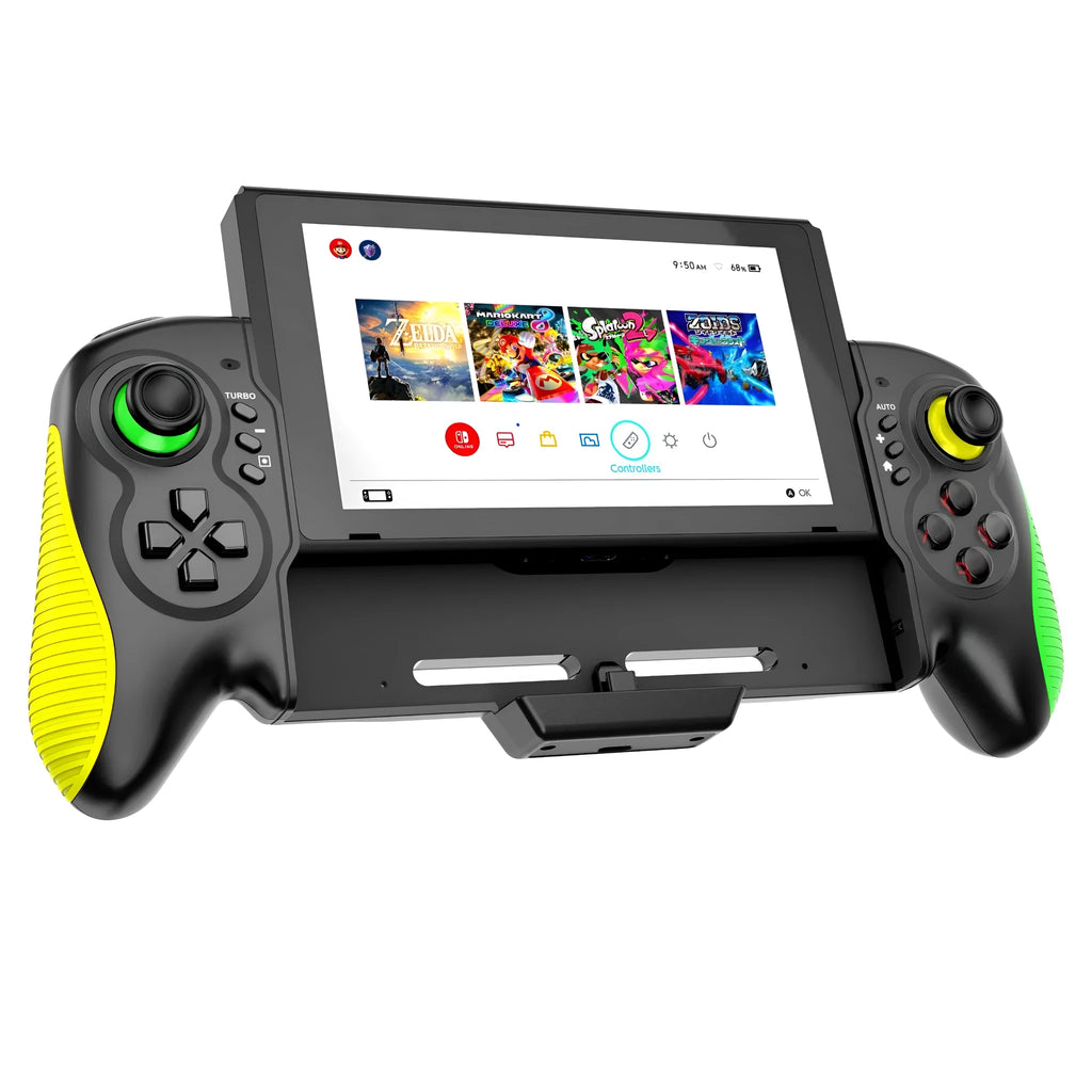 Yellow-green game controller for Nintendo Switch and PC with Type-C charging port