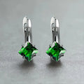 Copper earrings with inlaid zircon diamond design in blue, green, and colour variants for women