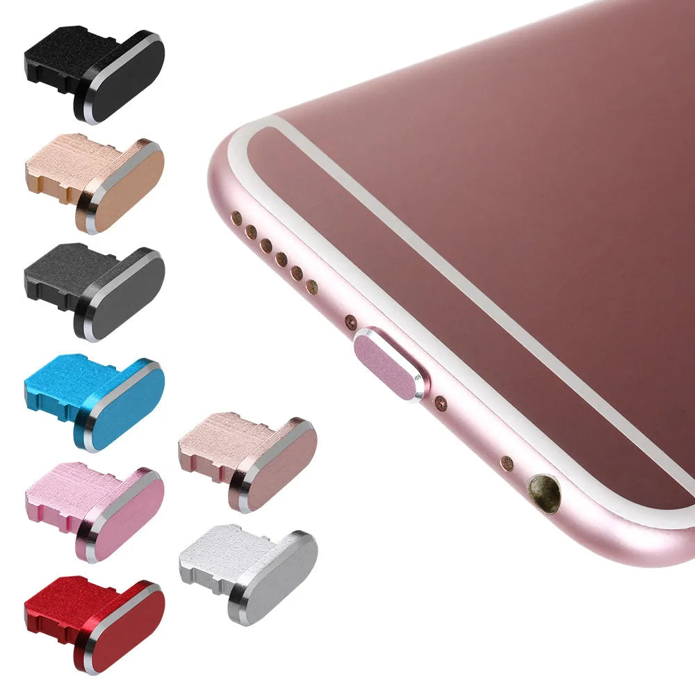 Aluminium alloy iPhone charging port dust plug in various colours for models X, XR, Max, 8, 7, 6, S, Plus