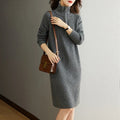 Beige casual women's skirt with a half zip on the stand collar and loose straight fit.